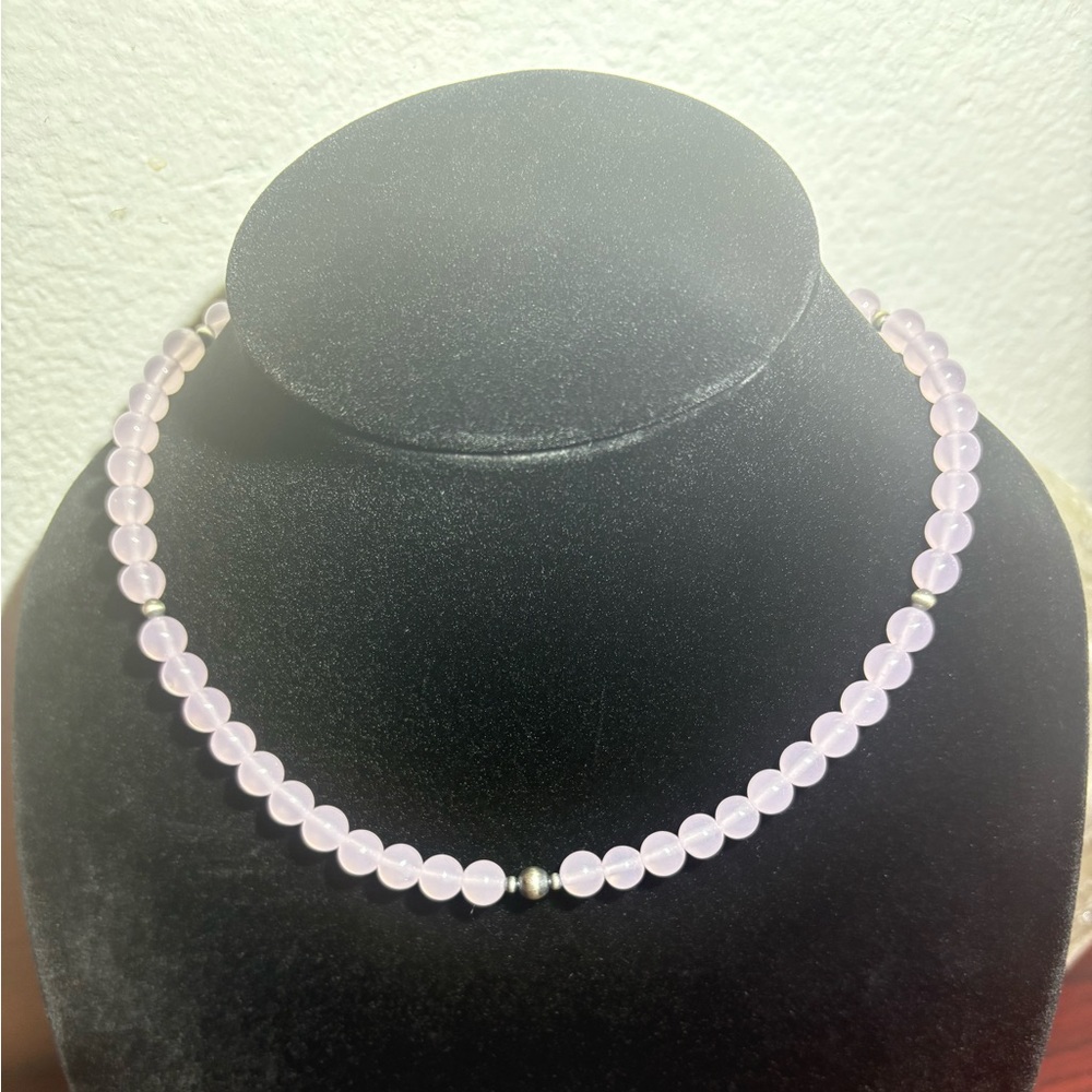 Pink Opalite With Navajo Pearls Necklace